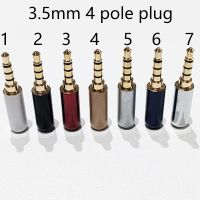 10Pcs Gold Plated 1/8 3.5mm Audio Jack Plug 4Pole 3Pole Male Jack DIY Soldering Socket Headphone Cable Dia.4mm