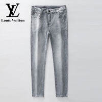 【 Stock】Original Louis Vuittons Mens แฟชั่นฤดูร้อนกางเกงยีนส์สไตล์ธุรกิจผู้ชายสีกางเกงยีนส์ลำลอง Streetwear ยืด Denim ยีนส์รัดรูป