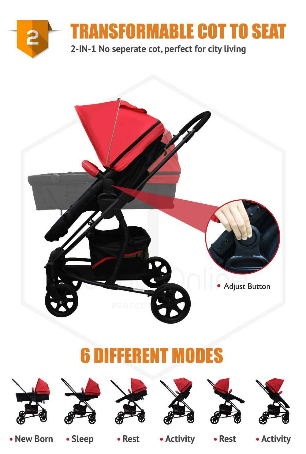 Sweet Heart Paris 2 In 1 Multifunctional Foldable Reversible And Convertible Travel System Pram Infant Toddler Baby Stroller Pushchair With Carrycot And Two Way Push Baby Cot For Sleep Bed