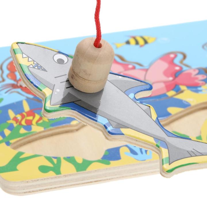 สินค้าใหม่-กระดานไม้ปริศนาจิ๊กซอว์เกมตกปลามอนเตสซอรี่ของเล่น-magnetic-fishing-การศึกษาอุปกรณ์สร้างสรรค์พ่อแม่ลูกแบบโต้ตอบ