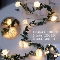 ?COD?พร้อมส่ง✅10/20/40LED ไฟตกแต่ง สายไฟ กุหลาบจำลอง ไฟตกแต่งห้อง โคมไฟ ตกแต่งคริสต์มาส