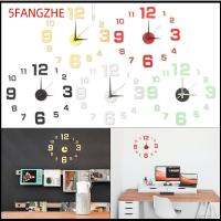 5FANGZHE DIY Frameless ส่องสว่าง การ3D นาฬิกาดิจิตอล ตกแต่งผนัง นาฬิกาติดผนัง