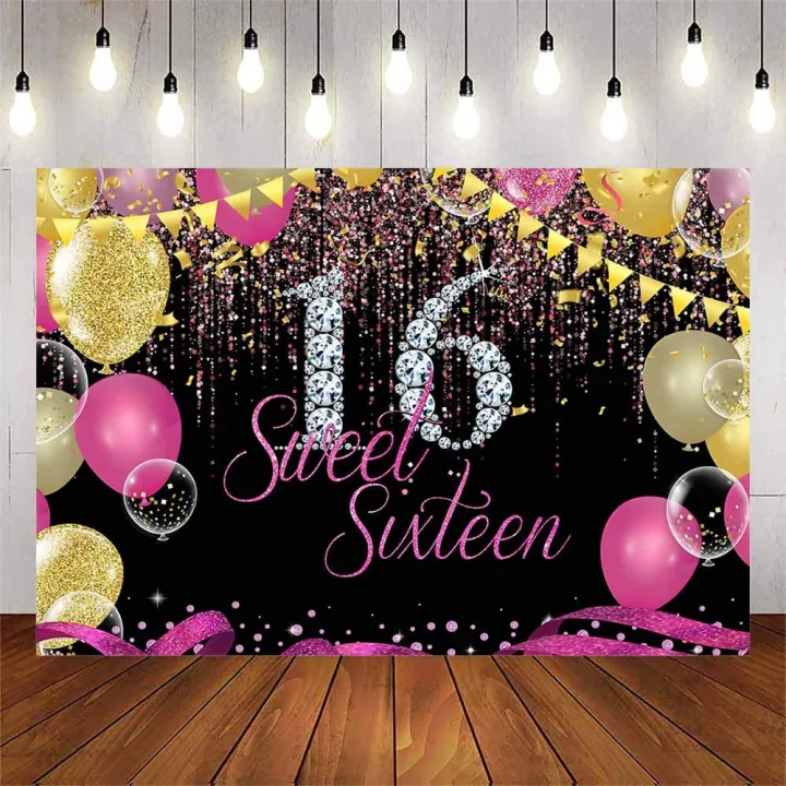 Sweet Girls 16 Sixteen Happy Birthday Party Photography Backdrop ...