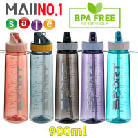 ขวดใส่น้ำแบบพกพา ขนาด 900 ML มีที่จับ มีมาตรบอกระดับน้ำ สไตล์สปอร์ต กระบอกน้ำดื่ม แบบพกพา มีที่จับ มีหลอดในตัว ?สินค้าพร้อมส่ง?