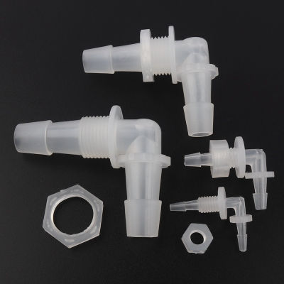 【CW】5pcslot M6~12"; Thread Hose Connectors PP Pagoda Elbow Connector With Hex Nut Aquarium Fish Tank Air Oxygen Tube Fittings