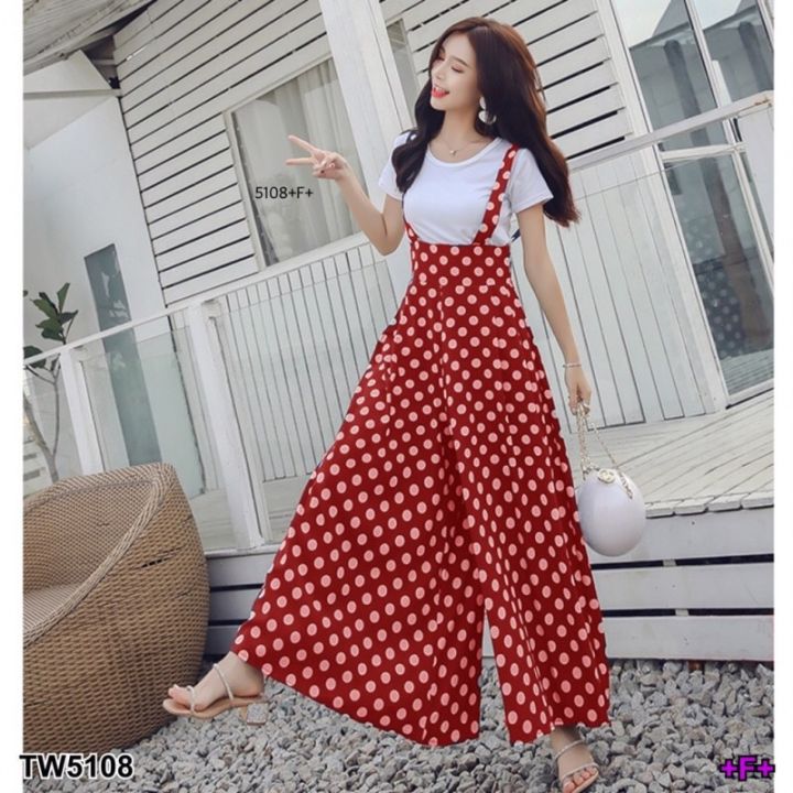 tw5108-set-สื้อ-เอี๊ยม-poka-dot