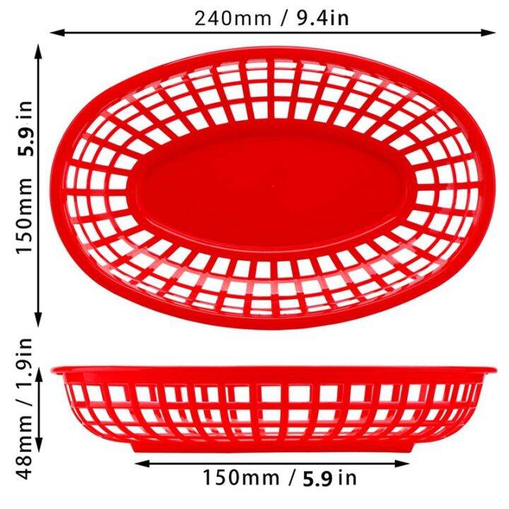 24pcs-plastic-basket-serving-tray-restaurant-bar-food-tray-fries-food-service-tray-black