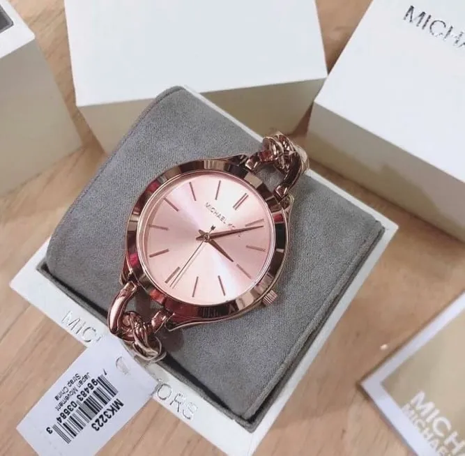 Michael Kors Stainless Steel Ladies Watch - MK3223 Rose Gold Slim Runway  Twist Chain Bracelet Three-Hand Fixed Bezel Watch | Lazada PH