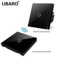 UBARO EU 433RF ไร้สายควบคุมแผงกระจกคริสตัลสวิทช์โคมไฟติดผนัง Led Controller Power Touch Switch 100-240V 2Gang