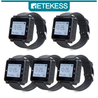 Retekess T128บริกรรับนาฬิกาของระบบการโทรแบบไร้สายสำหรับT114และT117ปุ่มในห้องอาหารโต๊ะกลางแจ้ง (5ชิ้น)