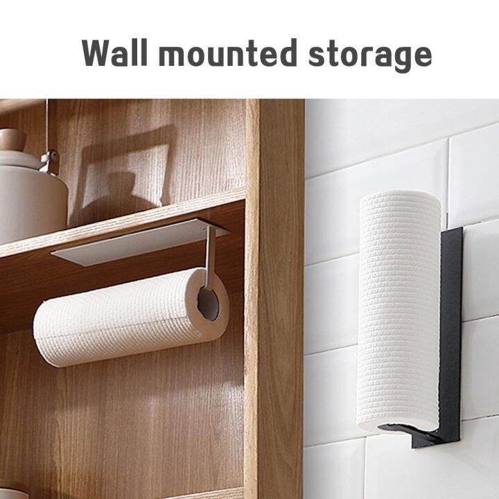 Kitchen Self Adhesive Accessories Under Cabinet Paper Roll Rack Towel Holder Tissue Hanger