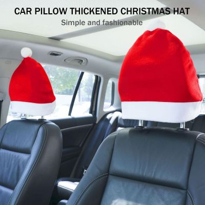 Car Seat Headrest Cover Santa Claus Hat Headrest Covers Decorations Design Car Functional Interior 2022 Decor Cute Christma F1Z1