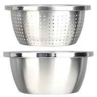 Thickened Stainless Steel Basin for Home Use Kitchen Egg Beater and Noodle Soup Drain Bowl Vegetable Sink Set