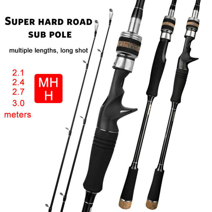 HUNTING BLACK MH+H Double Tips Spinning Fishing Rod Carbon Throw Rod Sea Fishing Rod For
