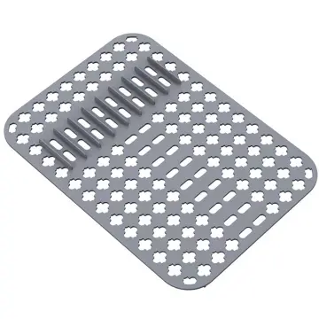 Silicone Sink Mat, Kitchen Sink Protector Folding Heat Resistant Non-slip  For Bottom Of Farmhouse Stainless Steel Porcelain Sink, 13.5 X 13.5''  (grey)