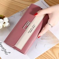 ZZOOI New Arrival Women Long Wallets Hasp Patchwork Three Folding Clutch Bag For Female Fashionable Long Chic Bag Card Bag Coin Purse