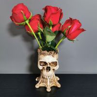 Skull Flower Pot Plant Bowl Container Desktop Storage Jar Home Outdoor Yard Garden Bar Nightclubs Halloween Decoration