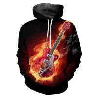 2023 style Flame Guitar Music  3D Printed Hoodies Harajuku  Hooded Sweatshirt Unisex Casual Pullover Personality Hoodie，can be customization