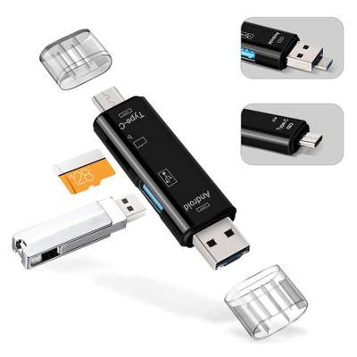 Compact Flash Card Adapter Laptop Multi Card Reader 5 in 1 Type-C Micro USB OTG Dock TF Card Reader USB HUB Adapter