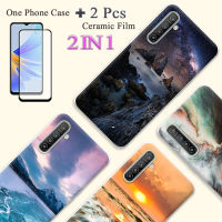 2ใน1สำหรับ X2 Realme XT OPPO เคส K5เคสซิลิโคนเนื้อนิ่ม TPU ด้วยปกป้องหน้าจอเซรามิกโค้ง