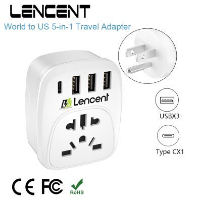 【NEW Popular】 LENCENTtoAdapter พร้อม1Outlet 3 USB 1 Type C PortAdapter Overload Protection ซ็อกเก็ตผนัง5-In-1