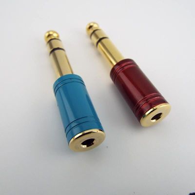 ；【‘； 1Pcs 4Pc Jack 6.35Mm Male Stereo Plug To 3.5Mm Female Jack Audio Connector Headphone Amplifier Adapter Microphone AUX 6.35 3.5Mm