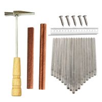 17Keys Kalimba DIY Kit Thum Piano Replacement Parts with Keys Bridge Tuning Hammer Kit Kalimba Accessories