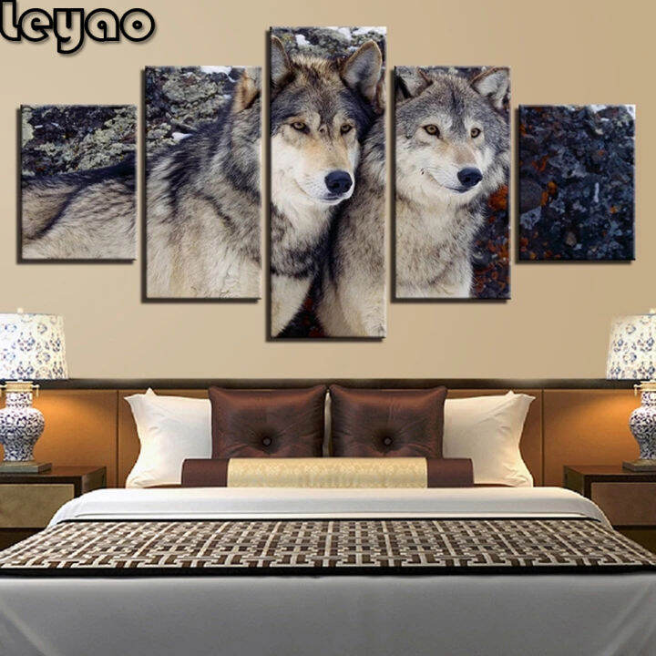 diy-diamond-painting-wolves-in-the-forest-5-piece-full-squareround-diamond-embroidery-multi-panel-5d-cross-stitch-gift