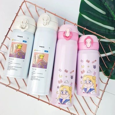 Kawaii Sailor Moon Thermos Bottle Cute Hot Water Bottle Cartoon Stainless Steel Christma Gift Cup Portable Leakproof Stanley Cup