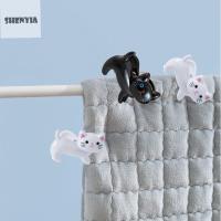 SHENYIA 6Pcs พลาสติกทำจากพลาสติก ที่หนีบผ้าแมว กันลม น่ารักน่ารักๆ คลิปแขวนซักรีด มัลติฟังก์ชั่ เล็กๆน้อยๆ คลิปกันลม ของใช้ในครัวเรือน