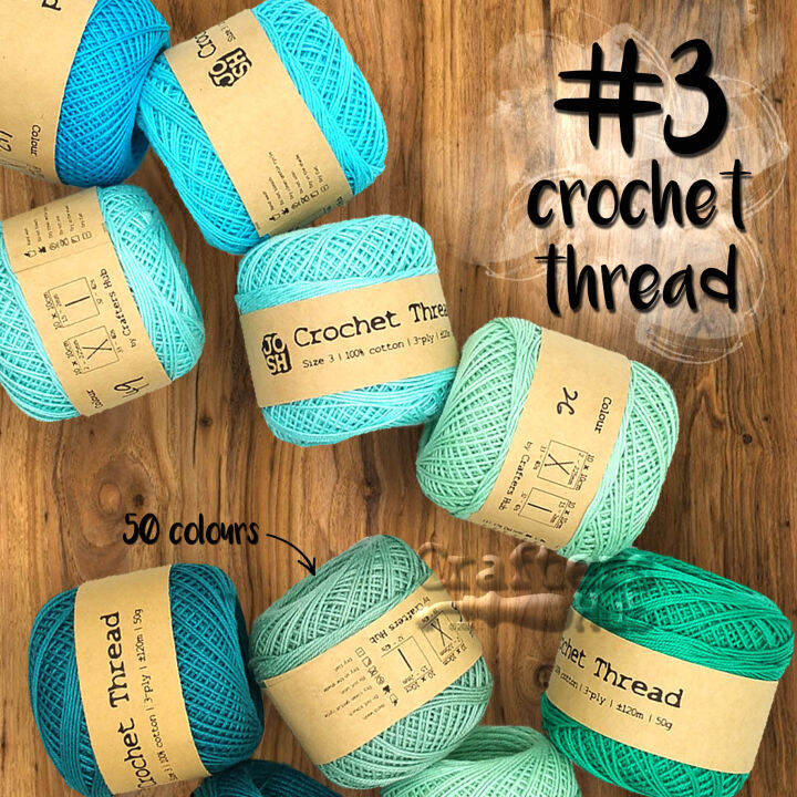 Size 3 crochet thread (Blue) 50g 100 cotton Lazada Singapore