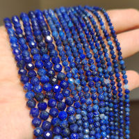 Lapis Lazuli ธรรมชาติลูกปัดหินสีฟ้ารอบหลวม DIY ลูกปัดสำหรับเครื่องประดับทำสร้อยข้อมือ Handmade 15 นิ้ว 2/ 3/4 มม.-bcco889