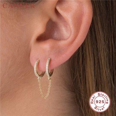1 pcs 925 Sterling Silver Round Hoop Earrings for Women Charming Trendy Gold Silver Chain Tassel Earrings Fashion Earrings 2019
