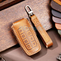 Handmade Leather Car Key Cover Case for Hyundai Genesis G80 GV70 GV80 2019 2020 Remote Key Holder Car Accessories Keychain