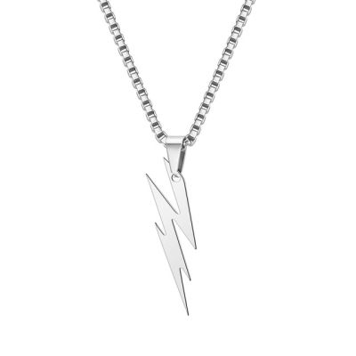 JDY6H Fashion Punk Electric Lightning Flash Pendant Necklace for Men Women Hip Hop Neck Chain Stainless Steel Couple Necklace Colla