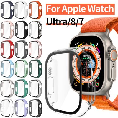 Glass+Case for Apple Watch Case Series 7/8 41mm 45mm Screen Protector 44mm 40mm PC Bumper for iWatch Ultra 49mm Protective Cover Cases Cases