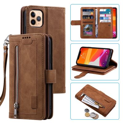 「Enjoy electronic」 New 9 Cards Zipper Flip Leather Case For iPhone 14 13 12 11 Pro Max SE 2020 10 X 6 6s 7 8 Plus XR XS Max Wallet Book Phone Case