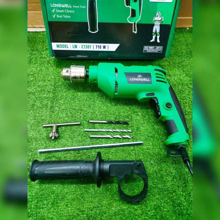 longwell-สว่านกระแทก-รุ่น-lw-c1301-สีเขียว-710-วัตต์-impact-drill-ความเร็วรอบ-2800-รอบ-นาที-สว่านกระแทก-สว่านไฟฟ้า-สว่าน-จัดส่ง-kerry