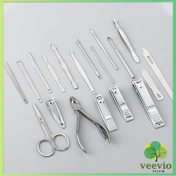 veevio-ชุดทำเล็บ-19-ชิ้น-กรรไกรตัดเล็บ-เครื่องมือทำเล็บ-เซตทำเล็บ-manicure-set