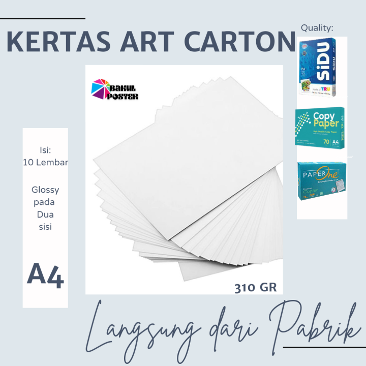 Kertas Art Paper Carton Karton A4 260 - 310 Gsm Gram ISI 10 LEMBAR ...