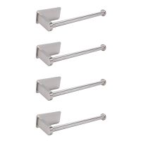 4X Kitchen Roll Paper Self Adhesive Wall Mount Toilet Paper Holder Bathroom Tissue Towel Rack Holders Silver Long Toilet Roll Holders