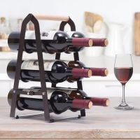 ชั้นวางไวน์เหล็กดัด 6ขวด Red wine glass rack203*200*366mm