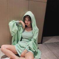 Loungewear Women 3 Pieces Summer Sleepwear Ensembles De Pyjama Nightgown Suits with Shorts Home Wear Roomware 2020