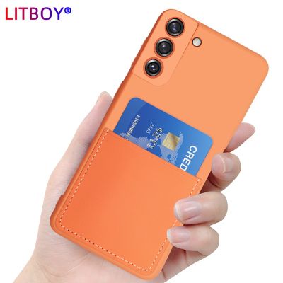 「Enjoy electronic」 Leather Stickers Card Holder Wallet Case For Samsung Galaxy S21 S22 Plus S20 Ultra A13 A72 A52 A32 A51 A71 Liquid Silicone Cover