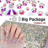 14400pcs AB 2000NOHF Flatback Rhinestones Glass Crystal DIY Design Making Beads Beauty Accessories Nail Art/Garment Decorations Electrical Connectors