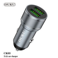 OUKU CK03 ชาร์จไว3.4A หัวชาร์จ อะแดปเตอร์ ชาร์จในรถ 2ช่อง usbชาร์จเร็ว USB car charger quick charge อะแดปเตอร์ ชาร์จในรถ พร้อมส่ง