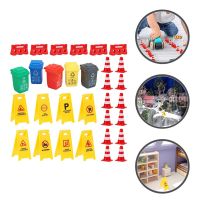 Holiday Discounts Traffic Signs Toy Road Toys Street Play Playset Cones Garbage Miniature Mini Cone Roadblock Sign Construction Cantrash Kids