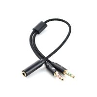 1 Female to 2 Male 3.5mm Jack Mic Audio Y Splitter Headphone Microphone Braided for Computer Headset PC AUX Cable 3.5mm