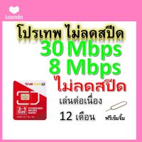 ซิมโปรเทพ 30-8 Mbps ไม่ลดสปีด เล่นไม่อั้น โทรฟรีทุกเครือข่ายได้ แถมฟรีเข็มจิ้มซิม