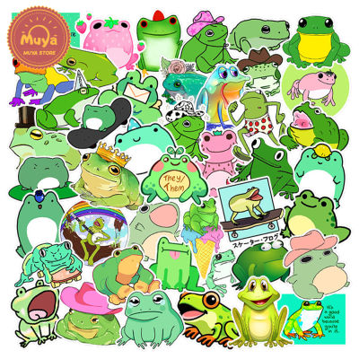 MUYA 50pcs Frog Stickers for Laptop Animal Stickers for Kids Waterproof Green Colorful Vinyl Sticker